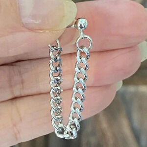 Silver Chain Stud Earrings NEW